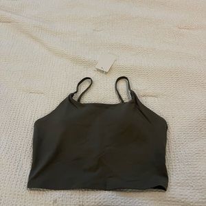 Green longline sports bra crop top